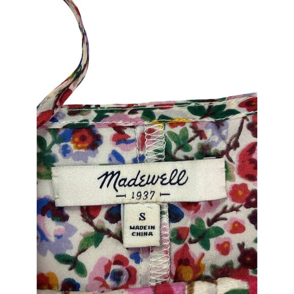 Madewell Womens Floral Silk Sleeveless Tank Top Size S Pleated Babydoll Fairy - Picture 7 of 9